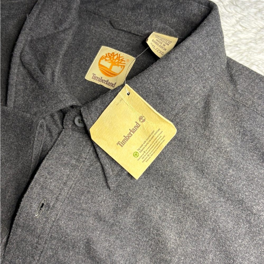 Timberland Men's Charcoal Gray Cotton Button Down Long Sleeve
Flannel Shirt 2XL